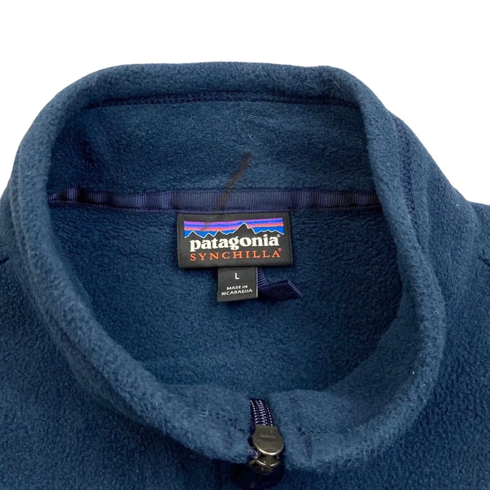 00s Navy Blue Patagonia Fleece Body-Warmer Gilet L