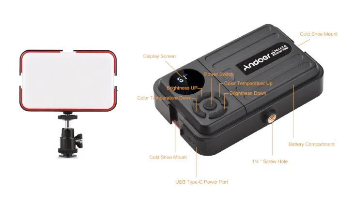 Andoer LED Video Light Photography Fill Light