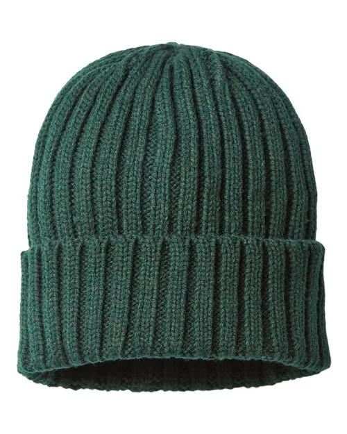 Atlantis Headwear Sustainable Cable Knit Cuffed Beanie SHORE