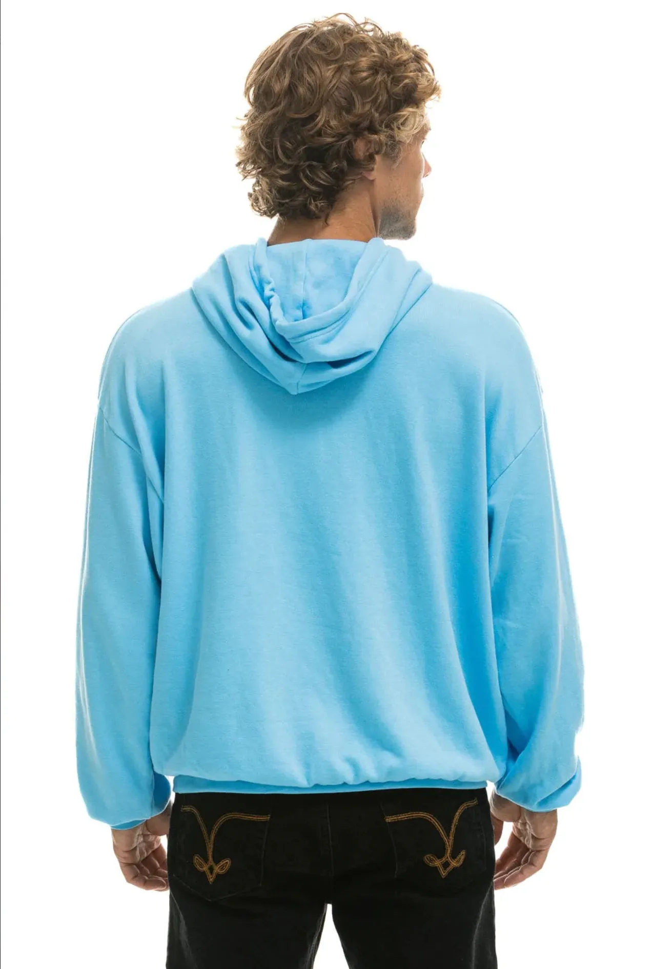 AVIATOR NATION LOGO UNISEX PULLOVER RELAXED HOODIE - SKY