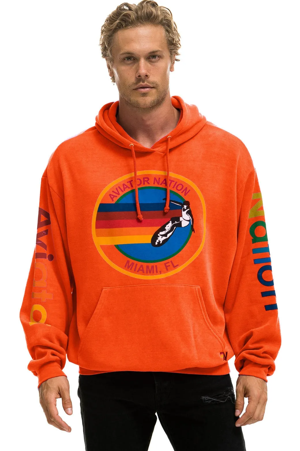 AVIATOR NATION MIAMI RELAXED PULLOVER HOODIE - ORANGE