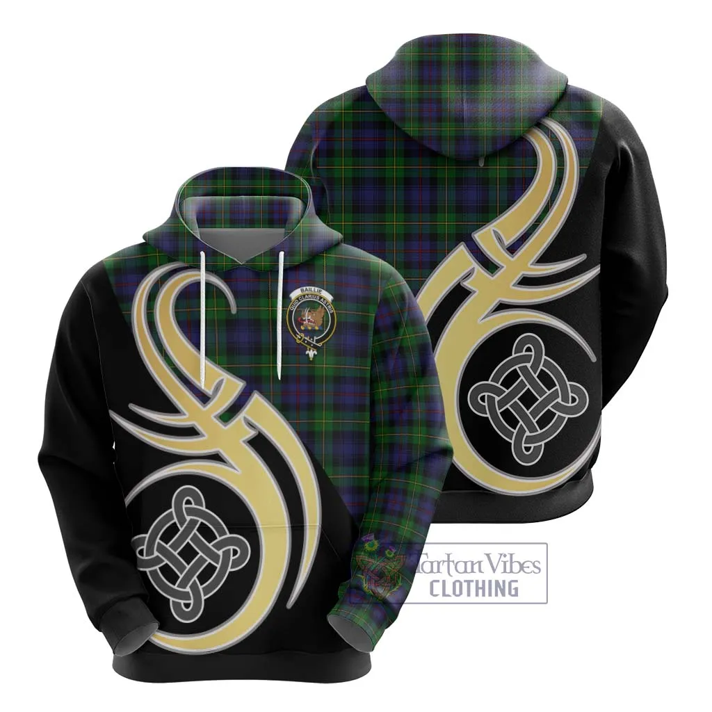 Baillie Tartan Hoodie with Family Crest and Celtic Symbol Style