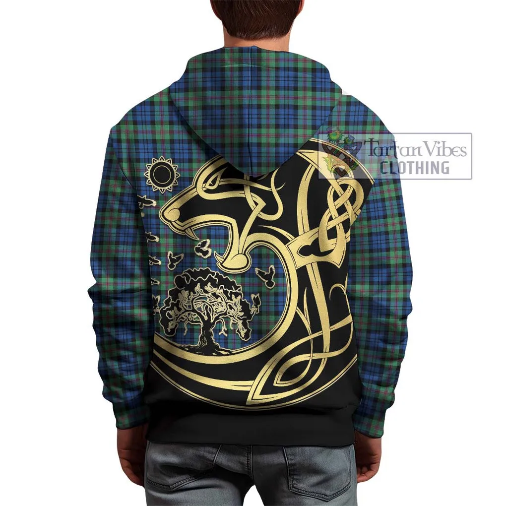 Baird Ancient Tartan Hoodie with Family Crest Celtic Wolf Style