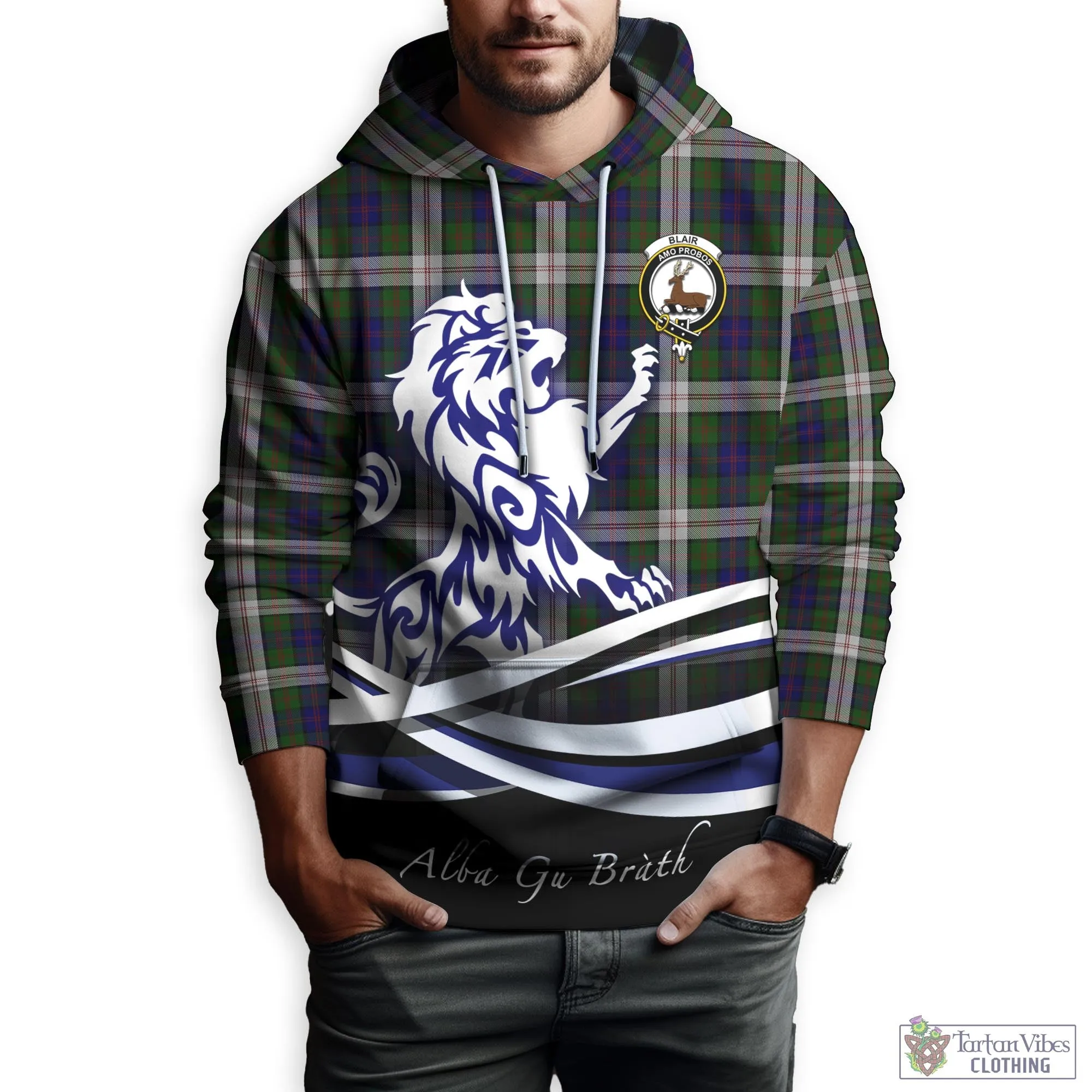 Blair Dress Tartan Hoodie with Alba Gu Brath Regal Lion Emblem