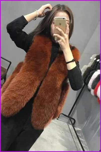 Brown Fox Fur Gilet 45CM DO1543