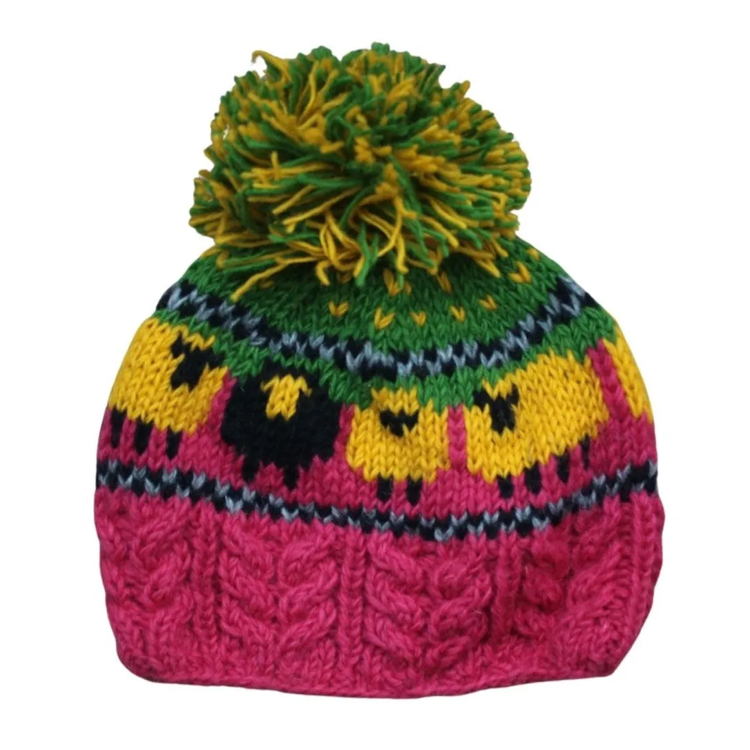 cable knit sheep bobble hat
