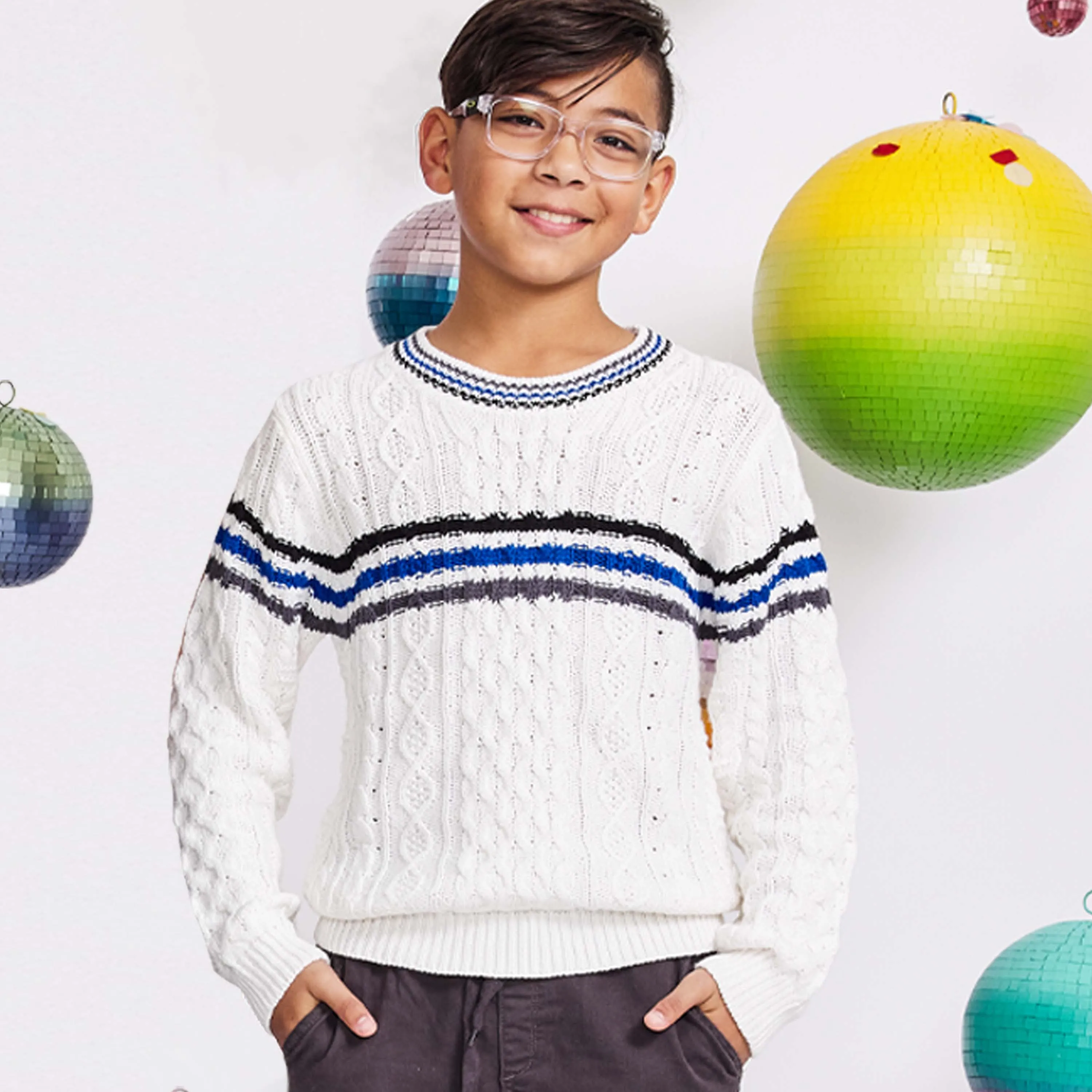 Chest Stripe Fisherman Sweater