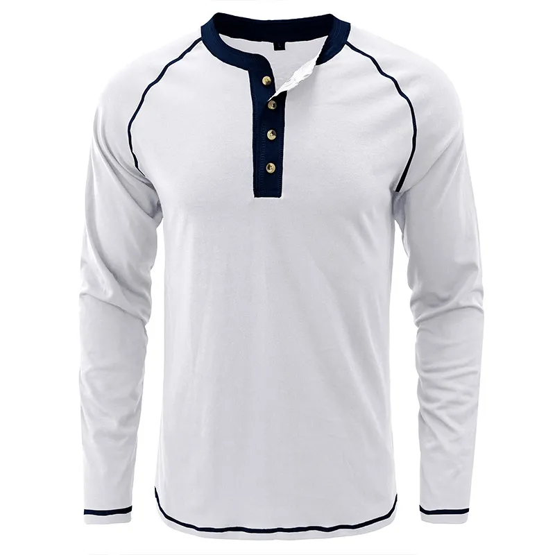 Cotton Henley Collar T-Shirt
