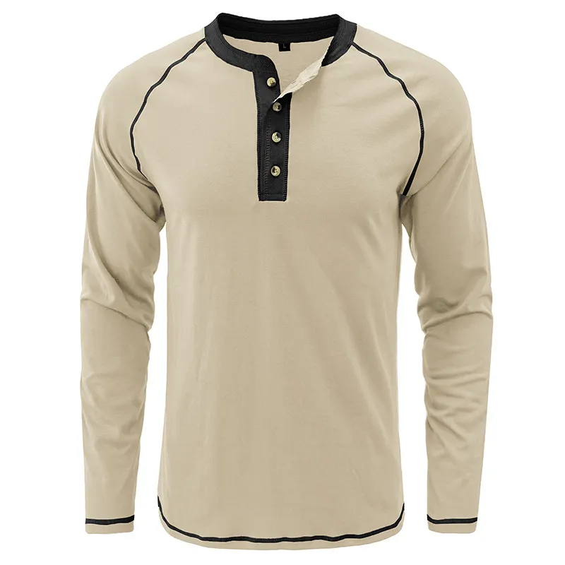 Cotton Henley Collar T-Shirt