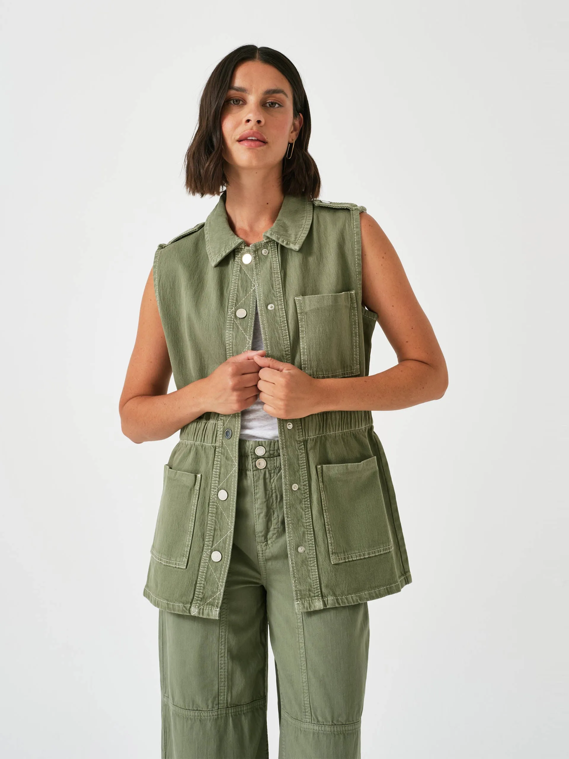 Dani gilet in moss denim