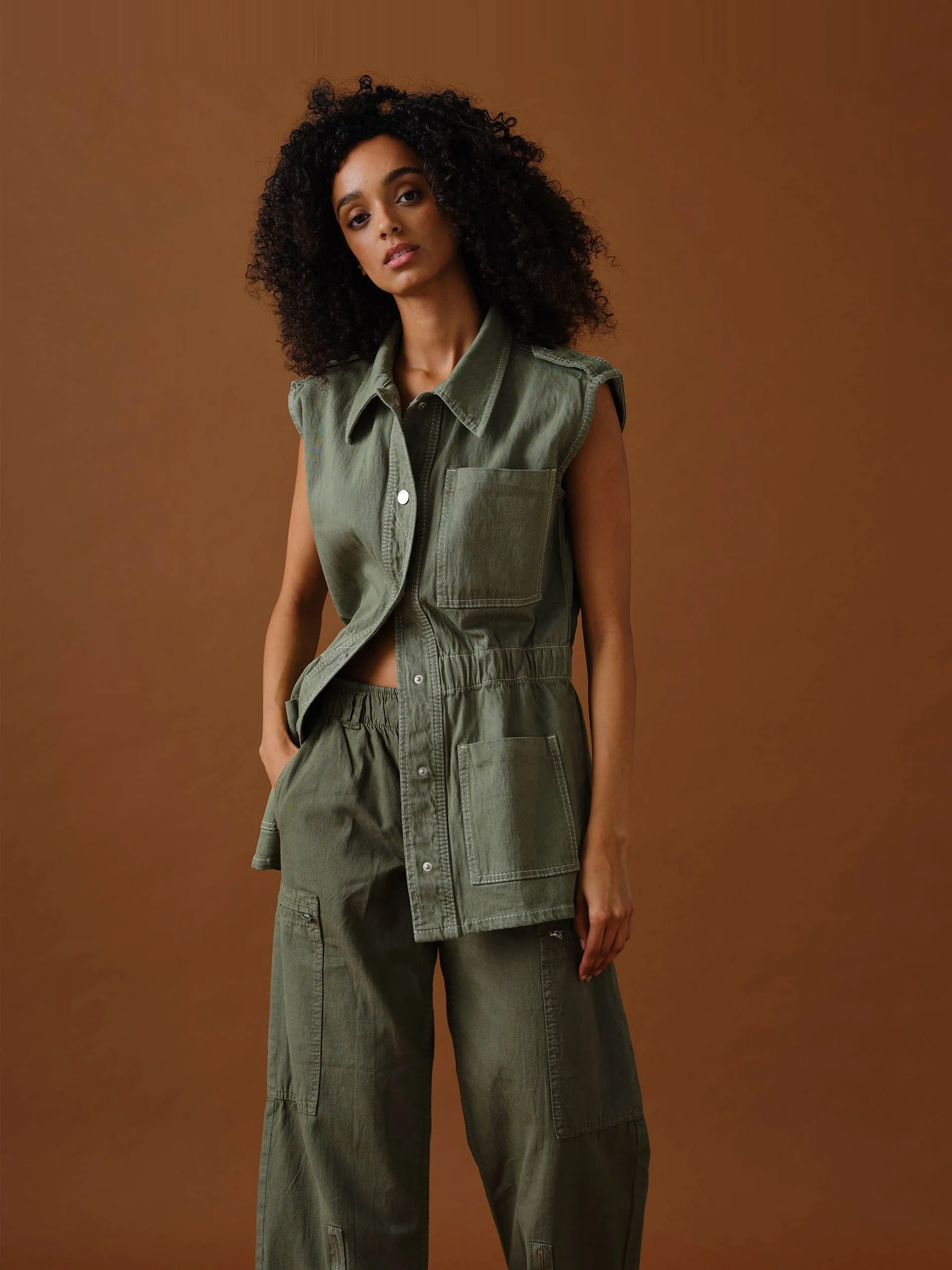 Dani gilet in moss denim