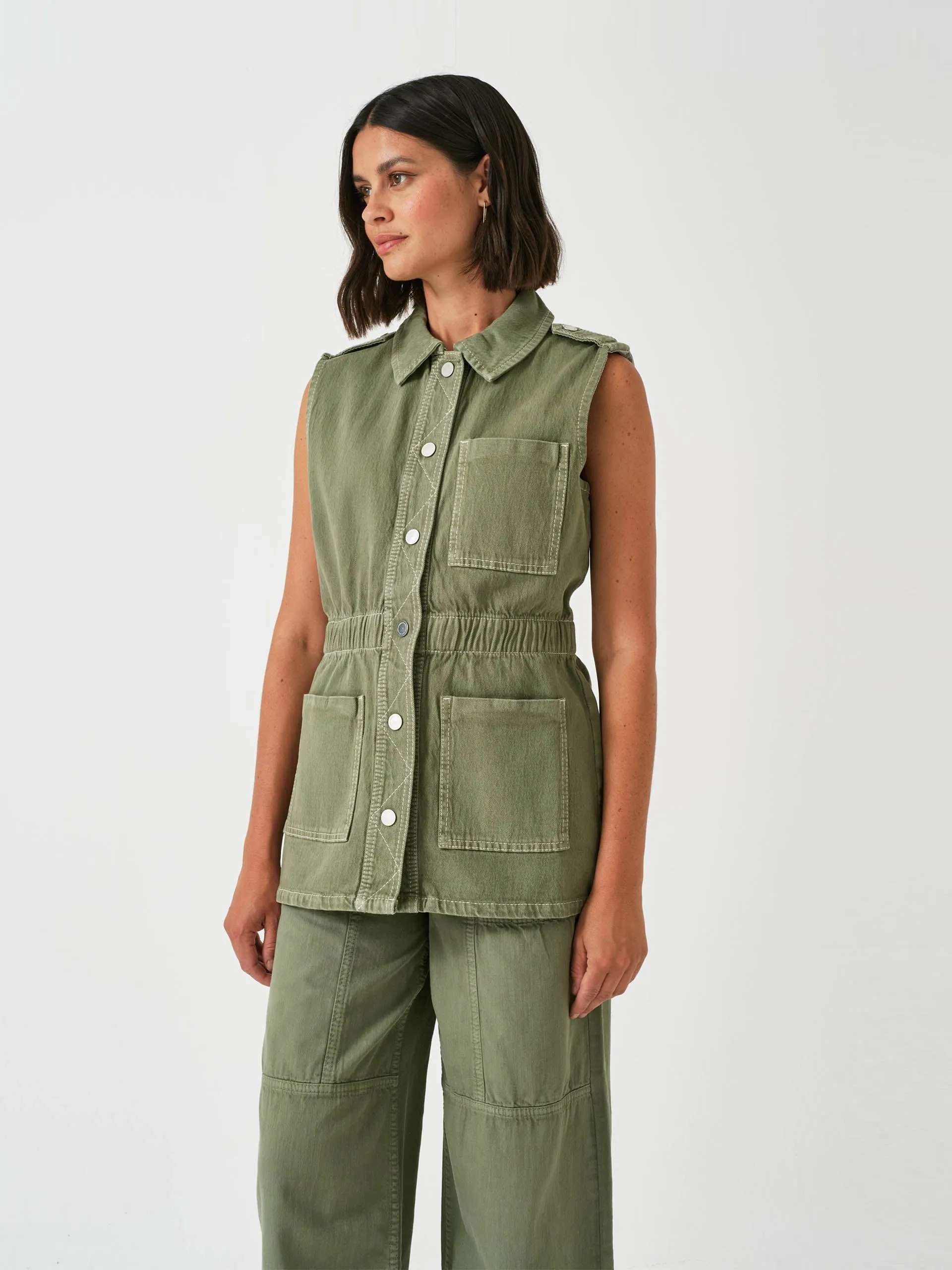 Dani gilet in moss denim