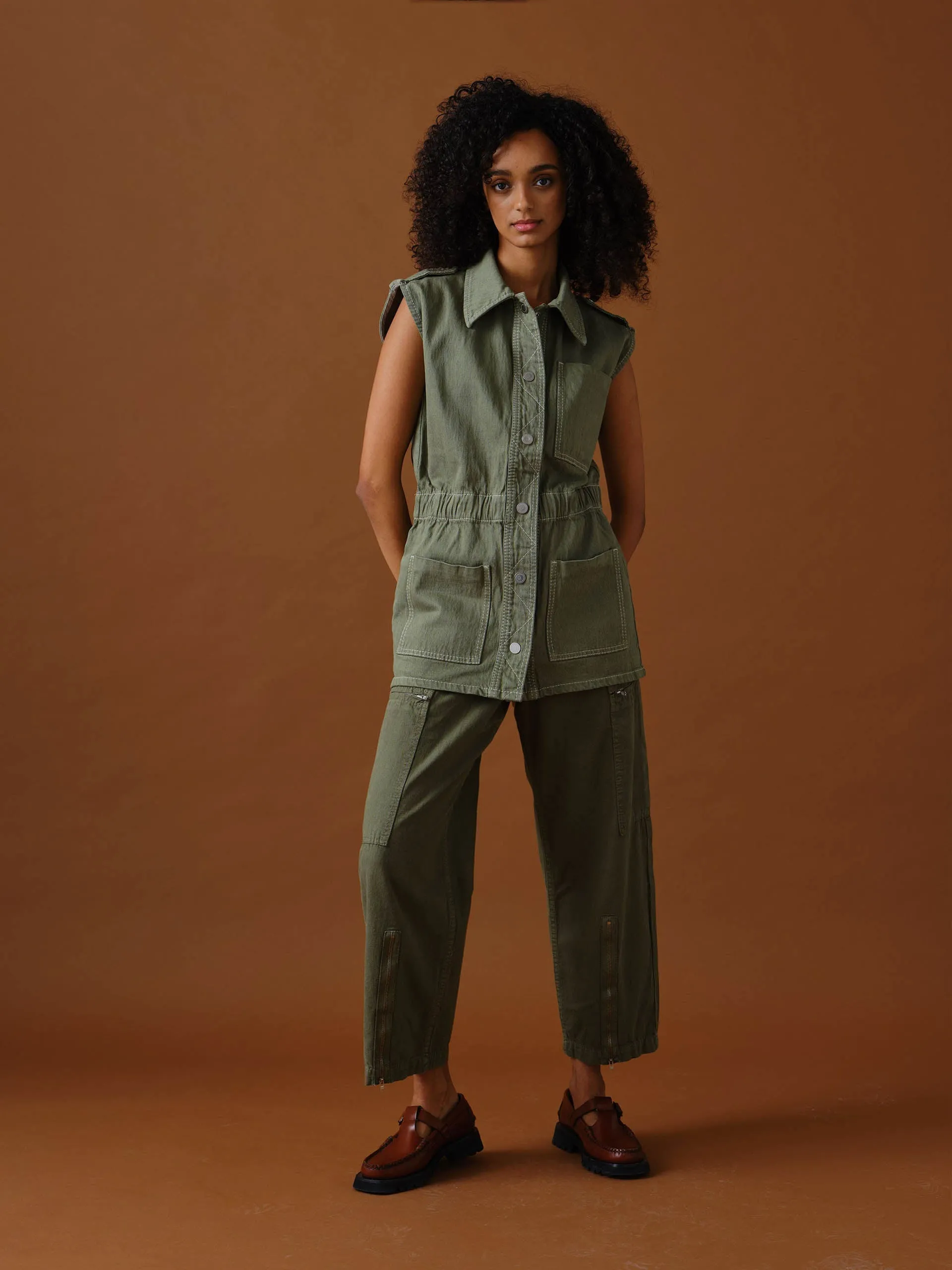 Dani gilet in moss denim