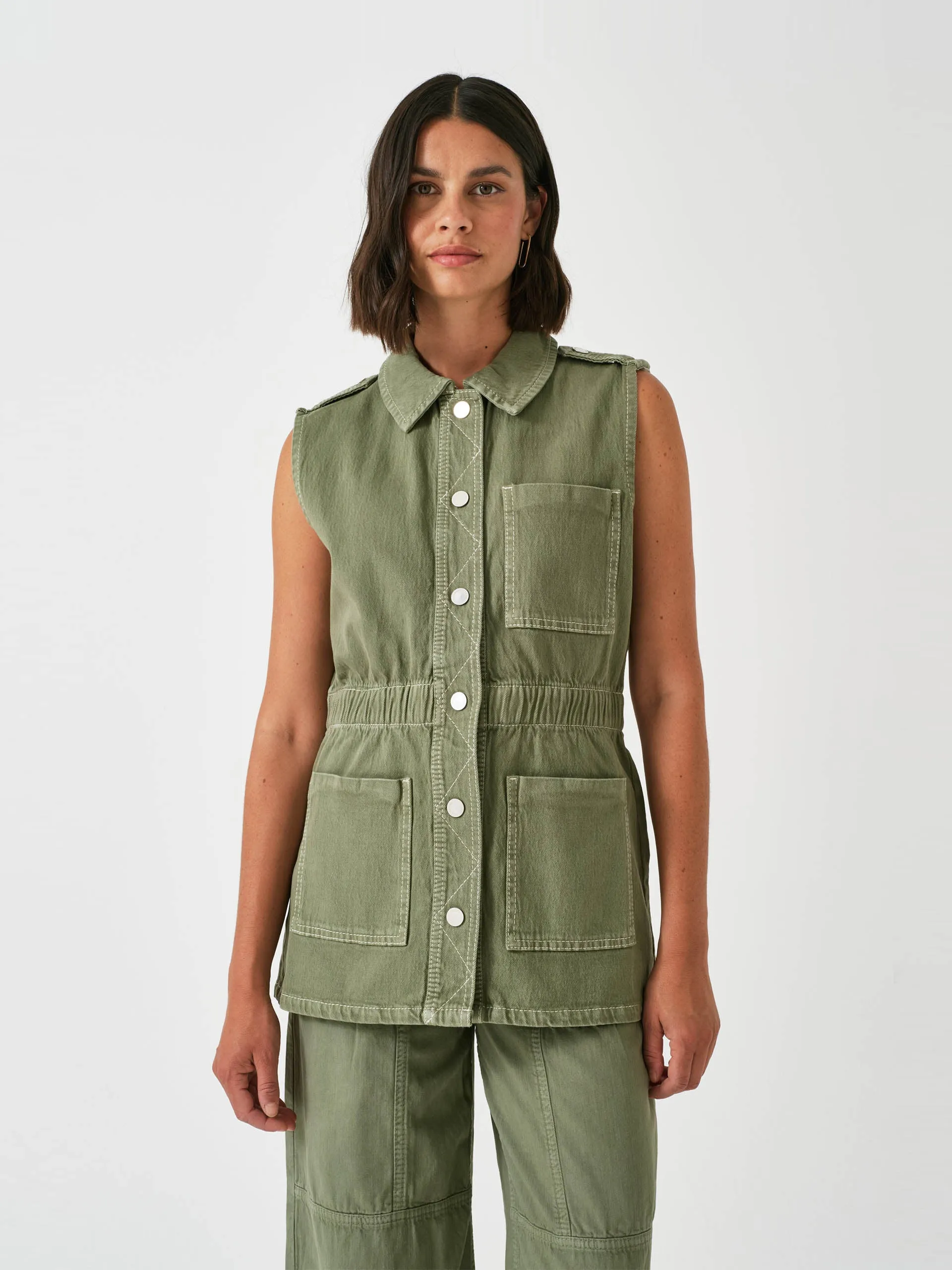 Dani gilet in moss denim