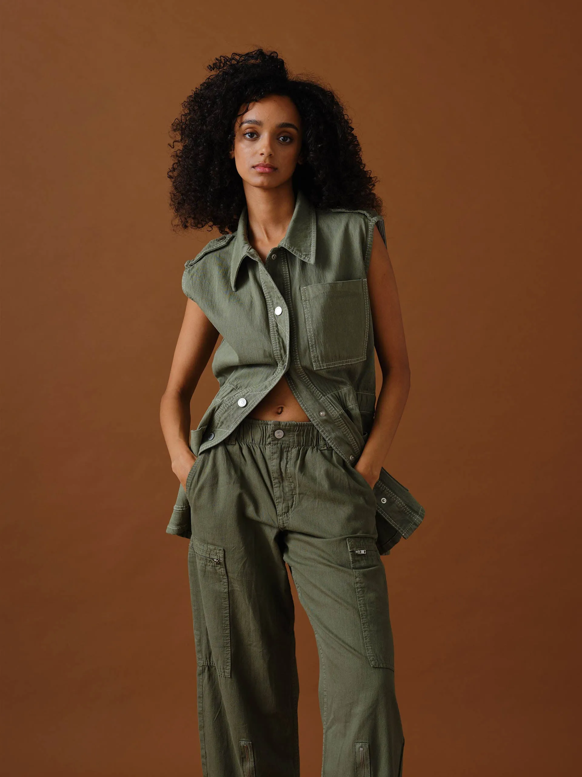 Dani gilet in moss denim