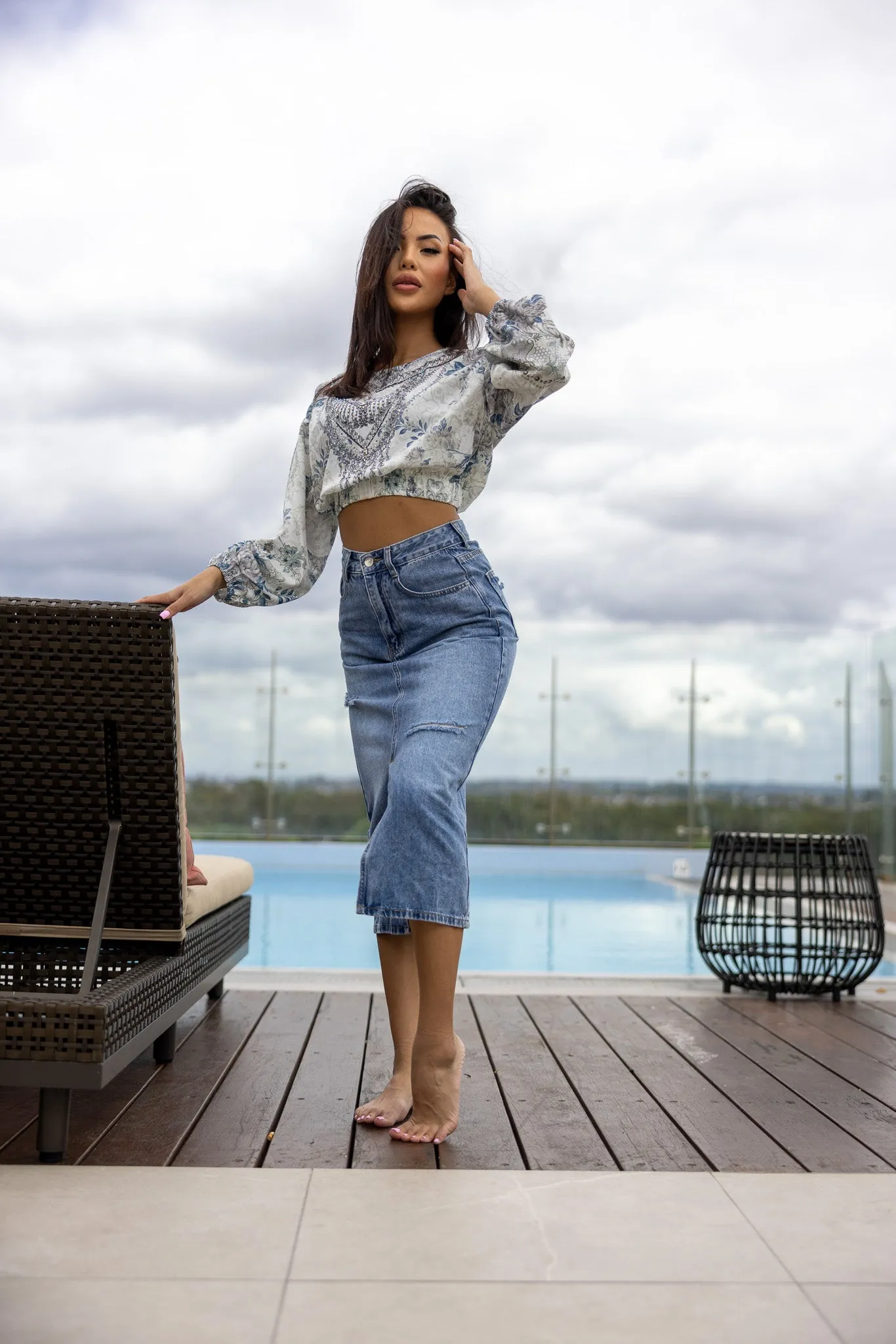 Denim Midi Skirt
