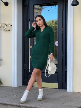 Dress Knitted New Season Warm Women Clothes Dress Color Green