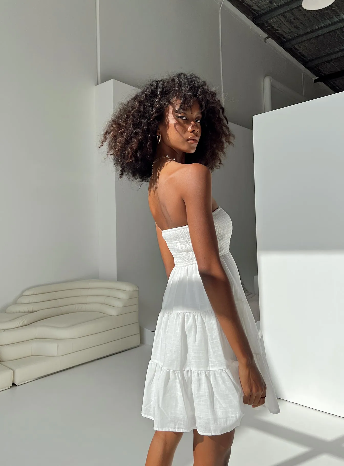 Fahy Strapless Mini Dress White