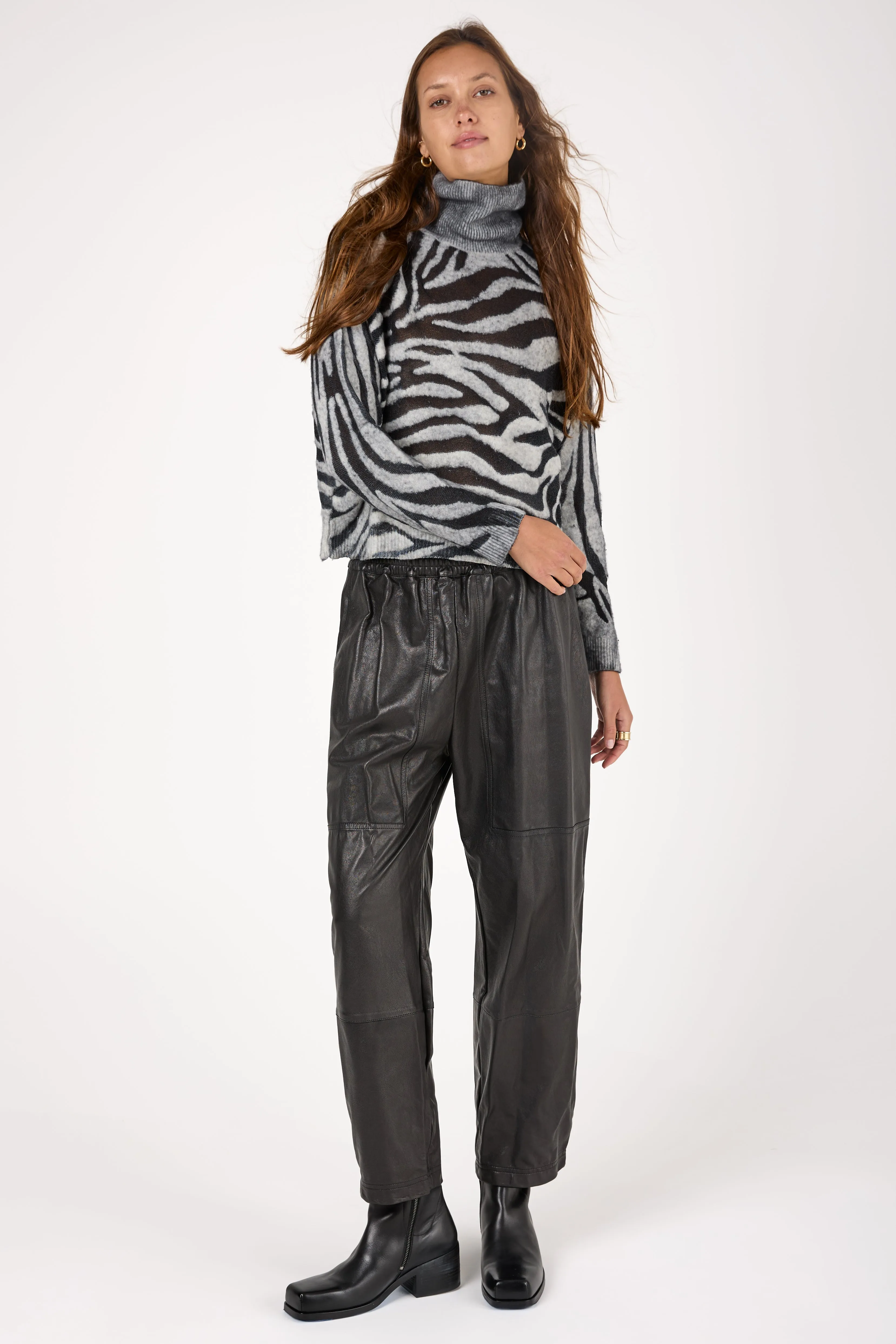 Hand Painted Zebra Devore Effect Pullover in Husky