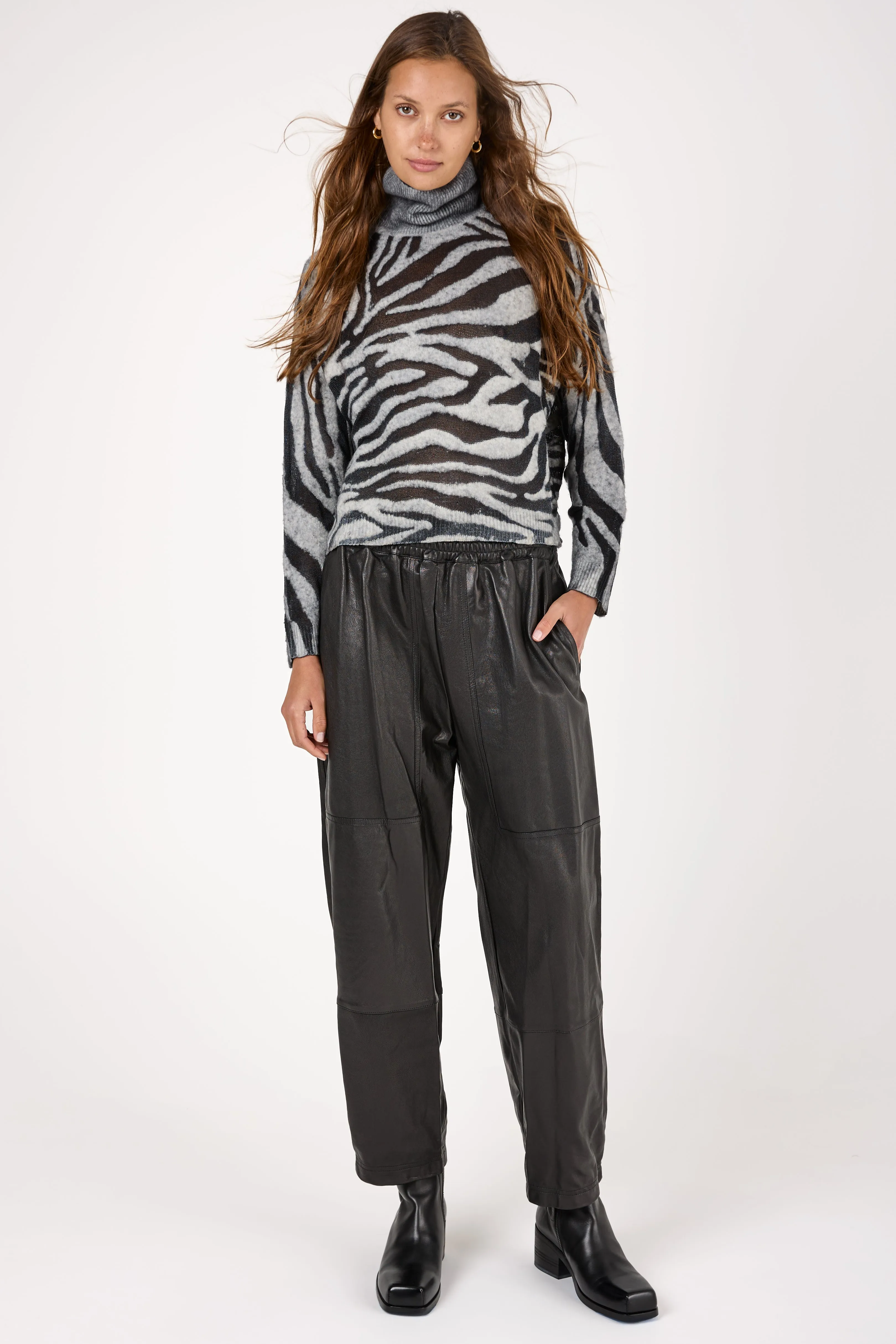 Hand Painted Zebra Devore Effect Pullover in Husky