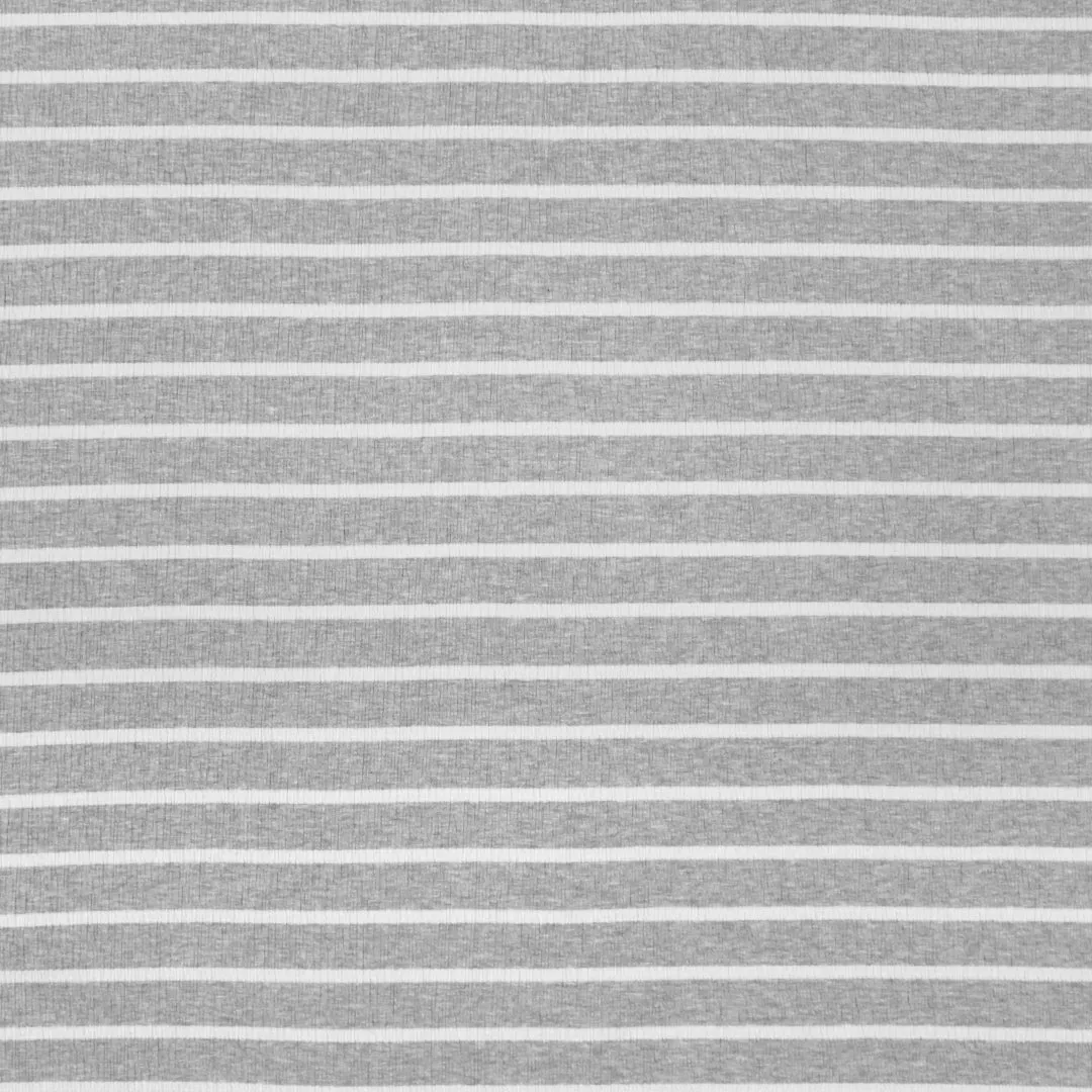 horizontal stripe crinkle textured knit, Oeko-Tex cert - gray/ivory