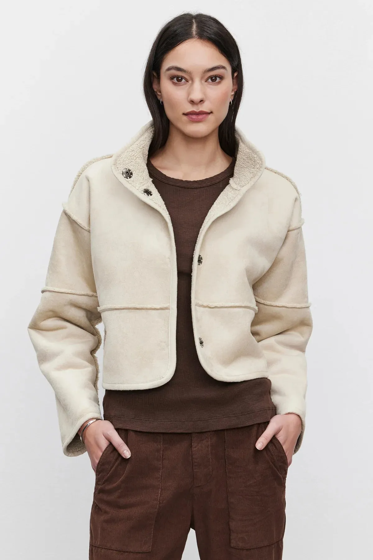 Kelly Luxe Sherpa Reversible Jacket - Ecru
