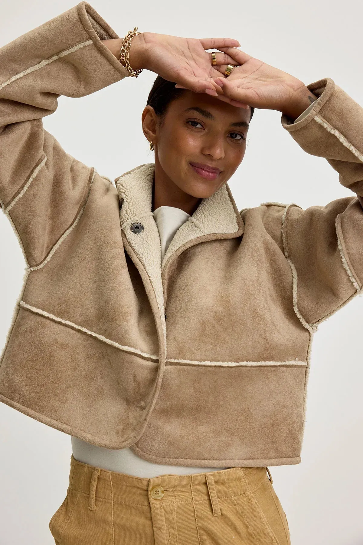 Kelly Luxe Sherpa Reversible Jacket - Sand