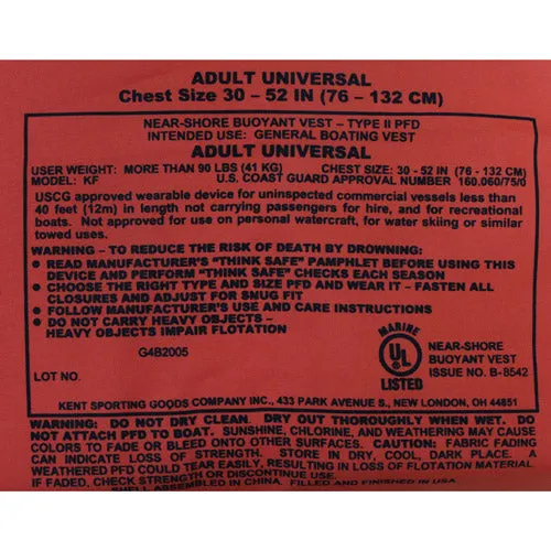 Kemp USA Type II Life Jacket 20-001-ADULT