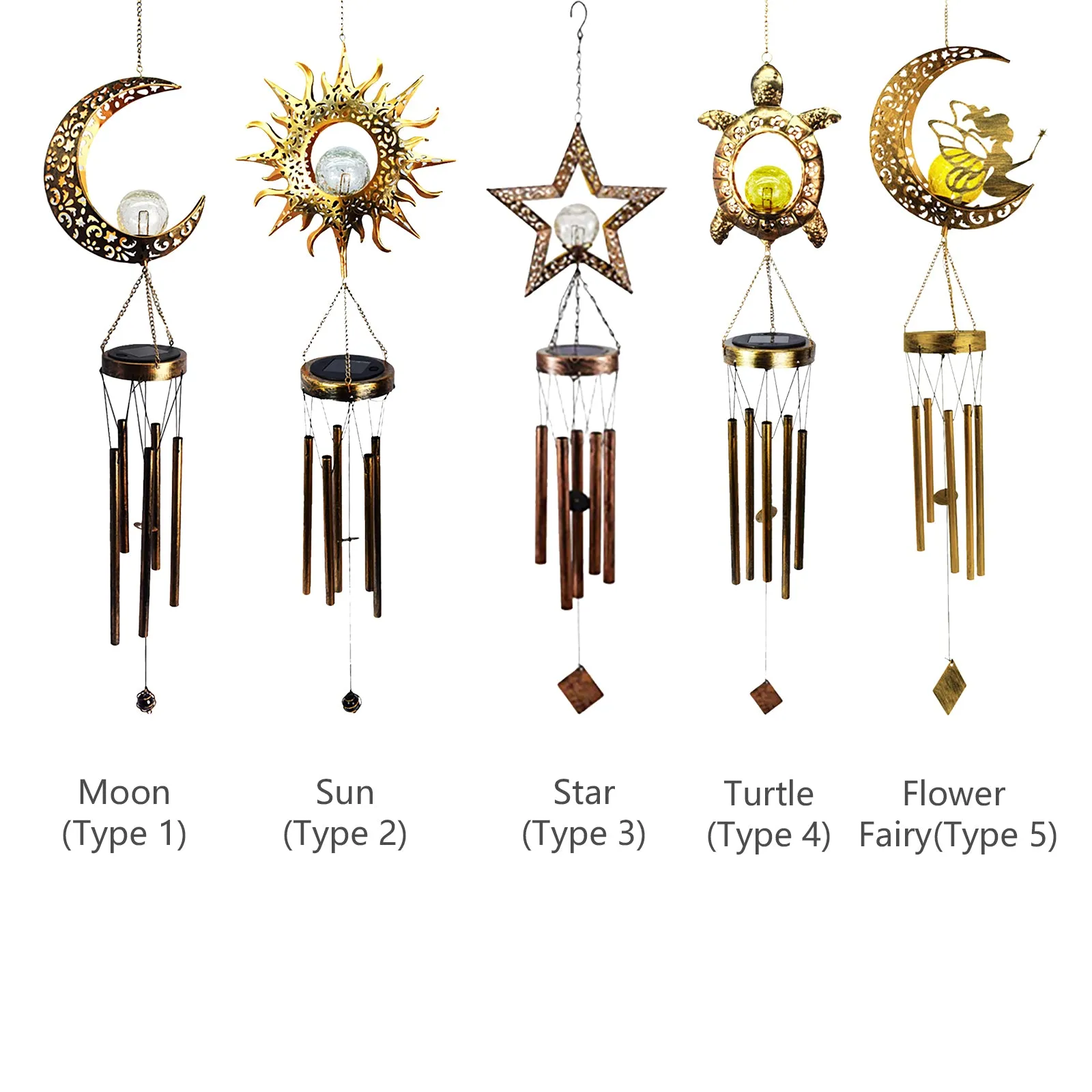 LED Solar Wind Chimes Outdoor Hanging Light