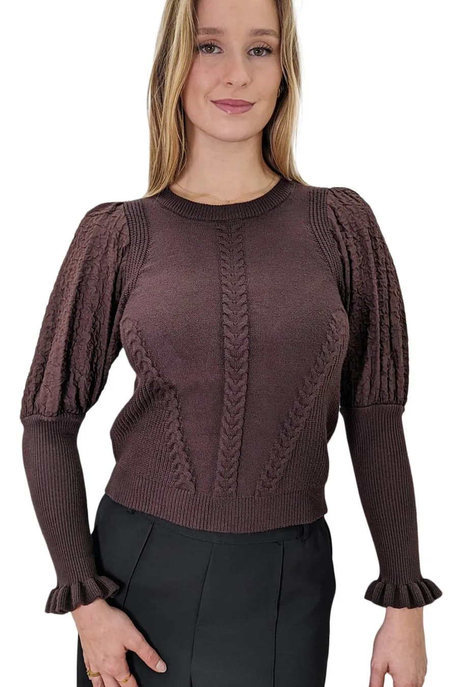 LS61003 SWEATER (BLK, BROWN)