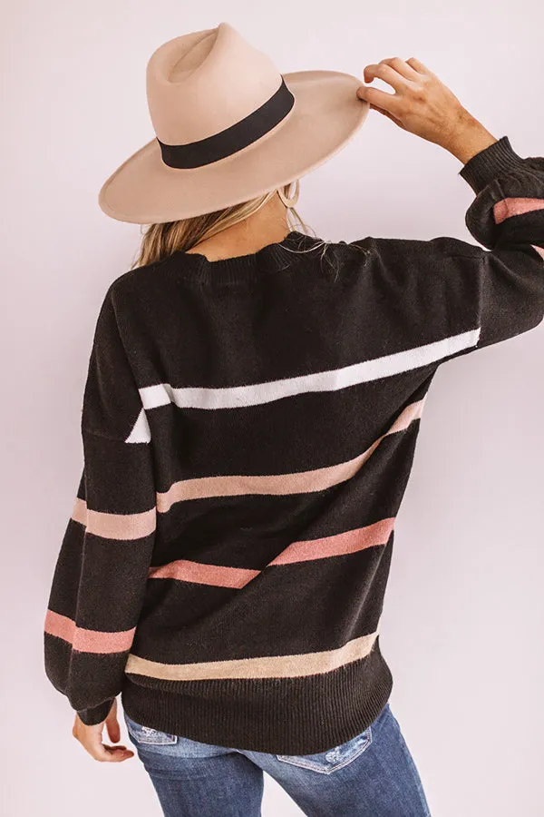 Marvelous Mountain Views Stripe Sweater In Black