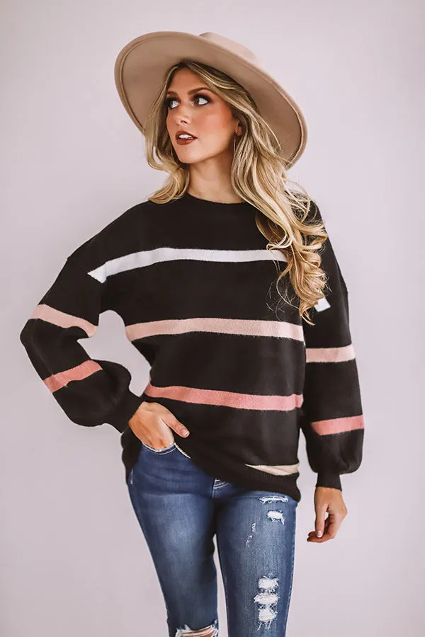 Marvelous Mountain Views Stripe Sweater In Black