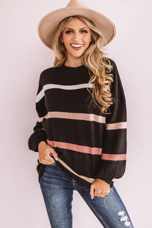 Marvelous Mountain Views Stripe Sweater In Black
