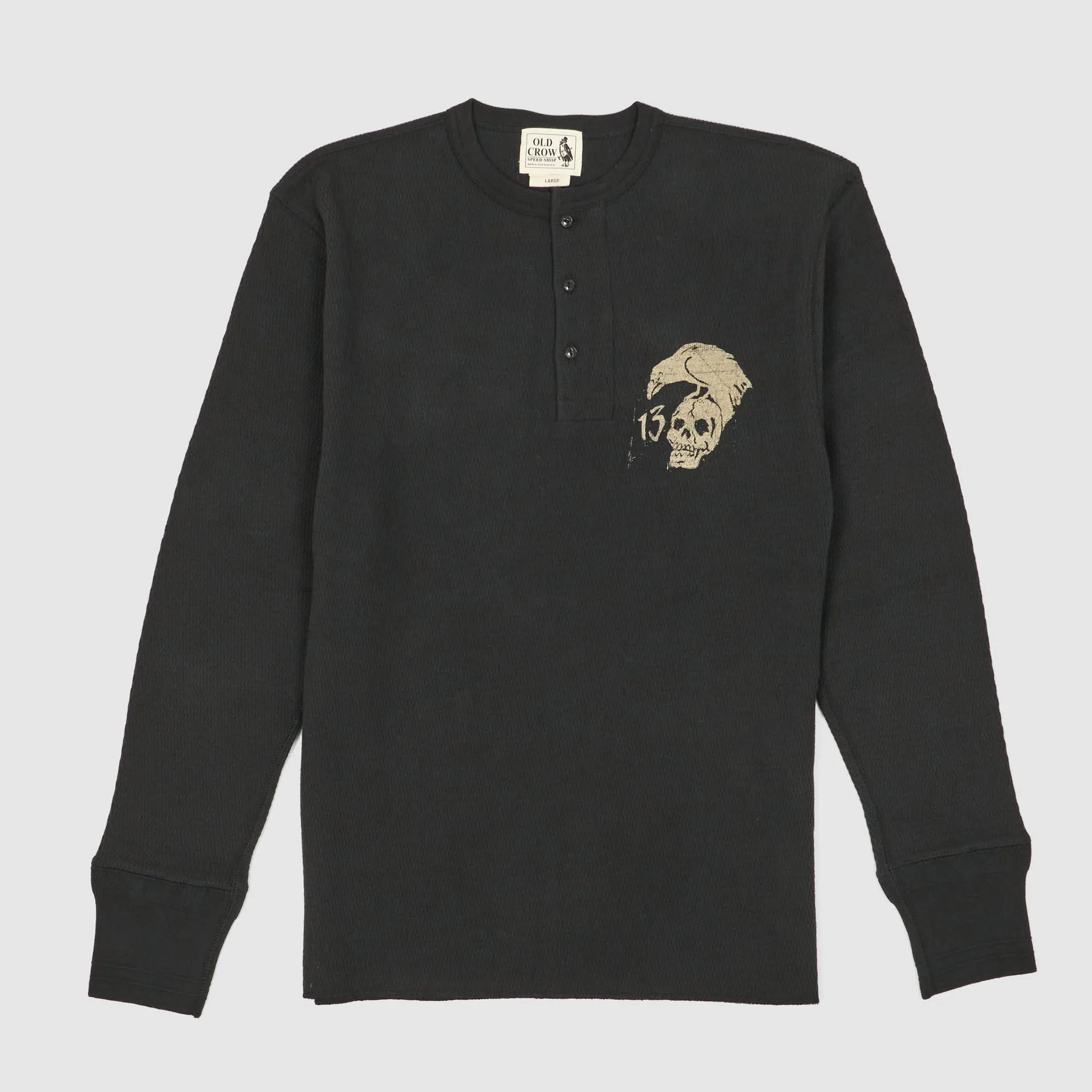 Old Crow Speed Shop by Glad Hand & Co. Long Sleeves Henley T-Shirt