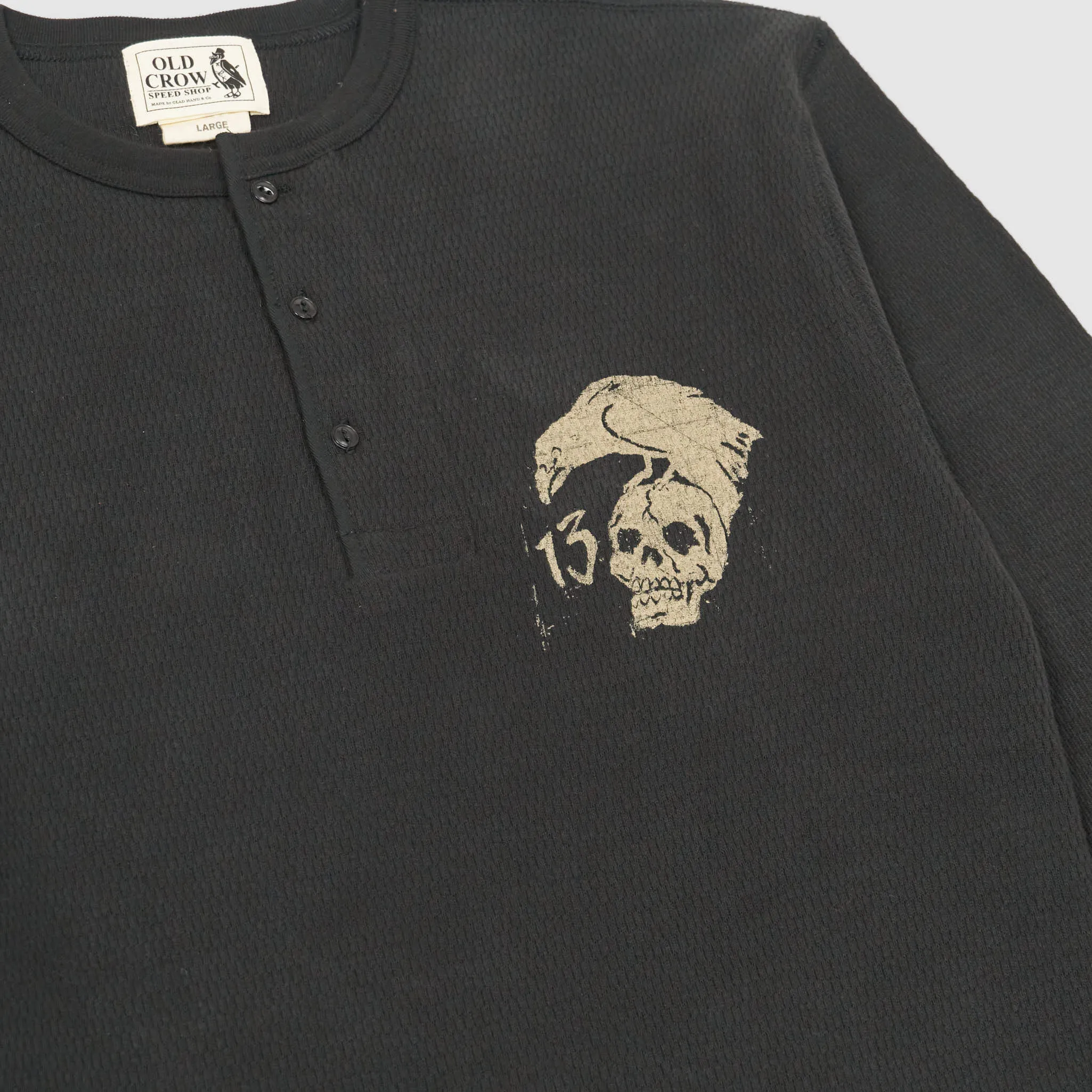 Old Crow Speed Shop by Glad Hand & Co. Long Sleeves Henley T-Shirt