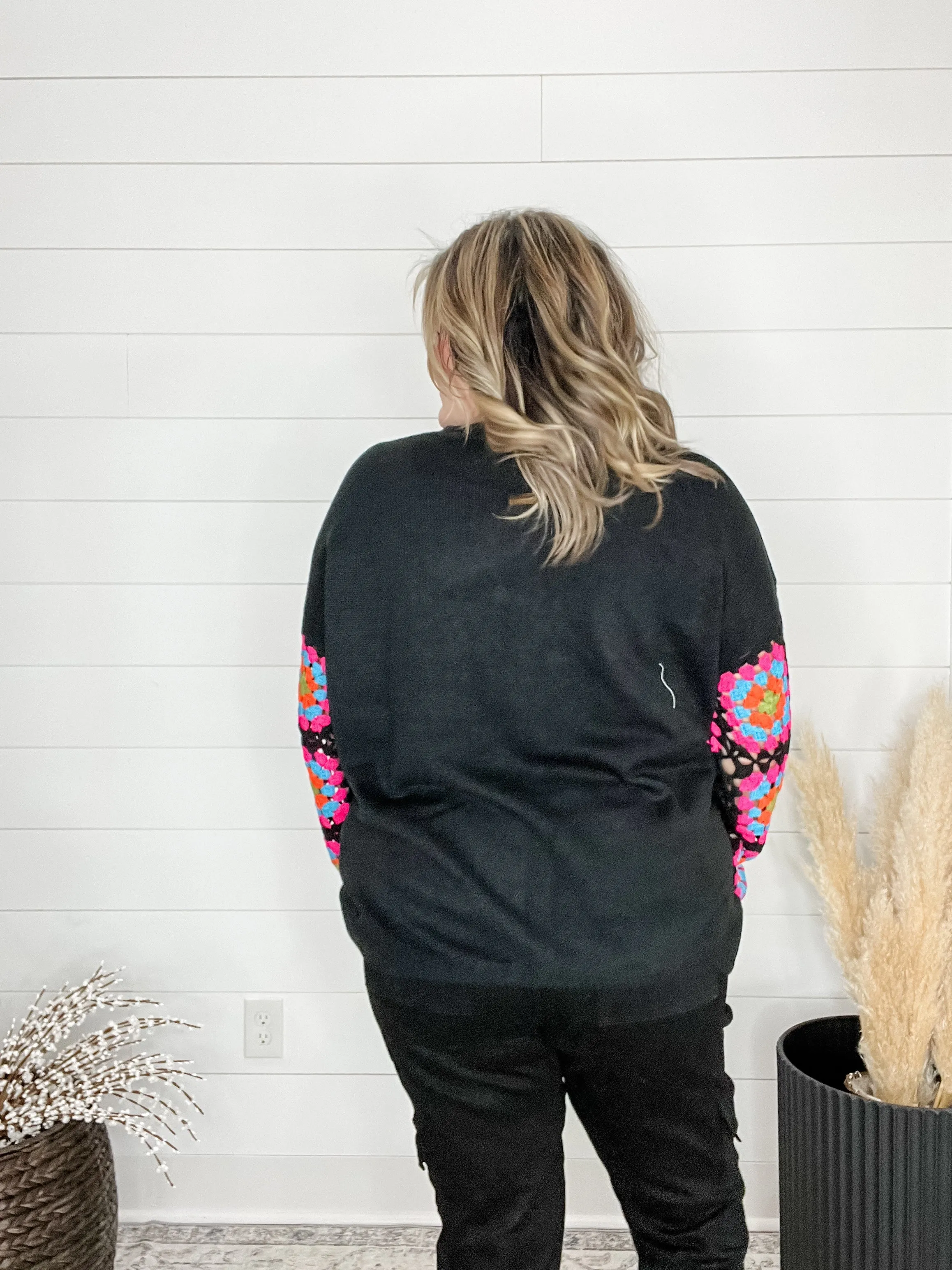 "What's Old Is New Again" Crochet Patchwork Sleeve Sweater