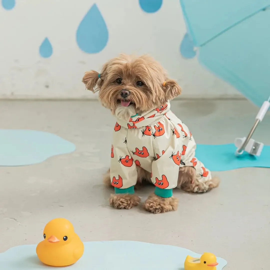Rainy Day Delight: Four Seasons Windproof Waterproof Dog Raincoat - Cute Print for Medium and Large Dogs, Perfect for Labradors