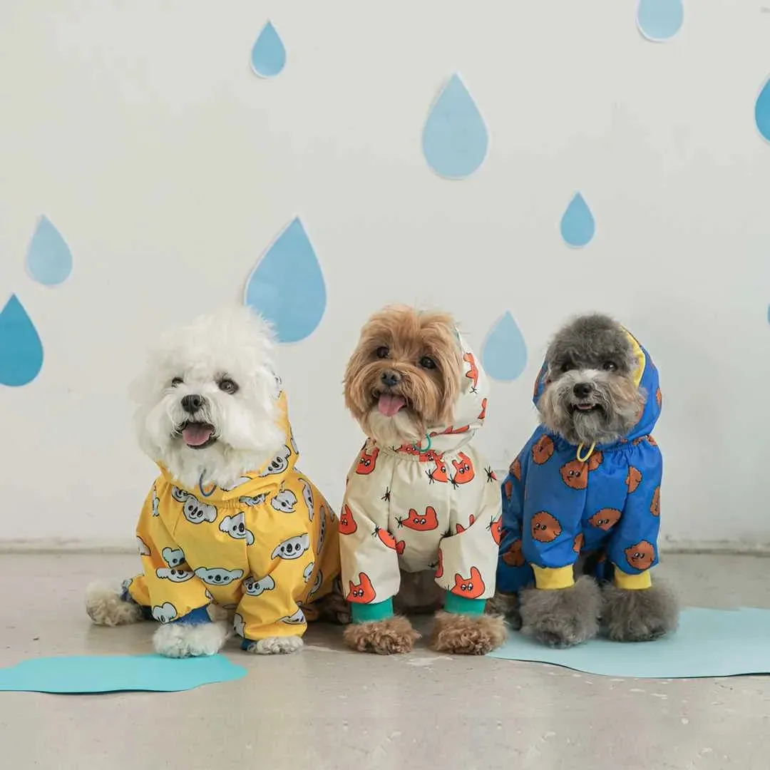 Rainy Day Delight: Four Seasons Windproof Waterproof Dog Raincoat - Cute Print for Medium and Large Dogs, Perfect for Labradors