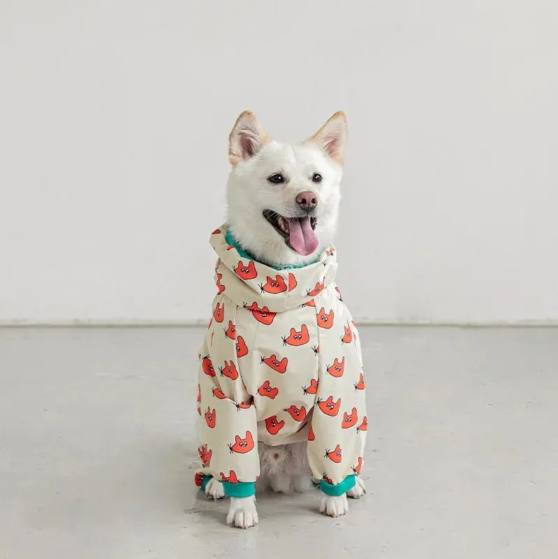 Rainy Day Delight: Four Seasons Windproof Waterproof Dog Raincoat - Cute Print for Medium and Large Dogs, Perfect for Labradors