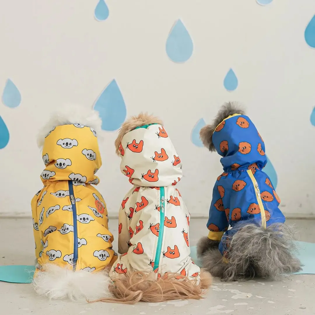Rainy Day Delight: Four Seasons Windproof Waterproof Dog Raincoat - Cute Print for Medium and Large Dogs, Perfect for Labradors