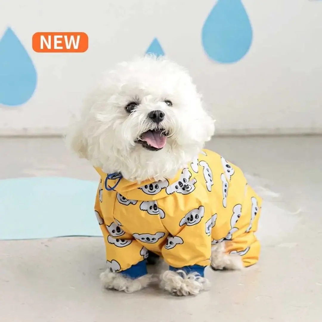 Rainy Day Delight: Four Seasons Windproof Waterproof Dog Raincoat - Cute Print for Medium and Large Dogs, Perfect for Labradors