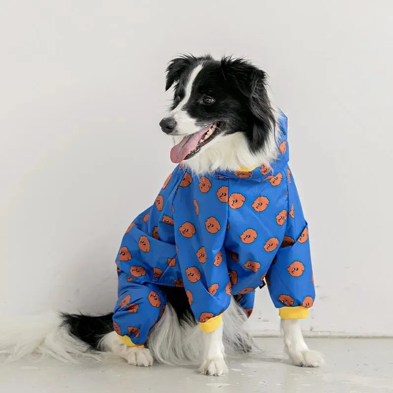 Rainy Day Delight: Four Seasons Windproof Waterproof Dog Raincoat - Cute Print for Medium and Large Dogs, Perfect for Labradors