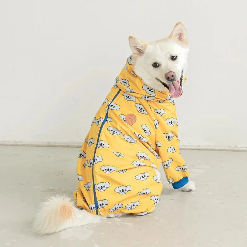 Rainy Day Delight: Four Seasons Windproof Waterproof Dog Raincoat - Cute Print for Medium and Large Dogs, Perfect for Labradors
