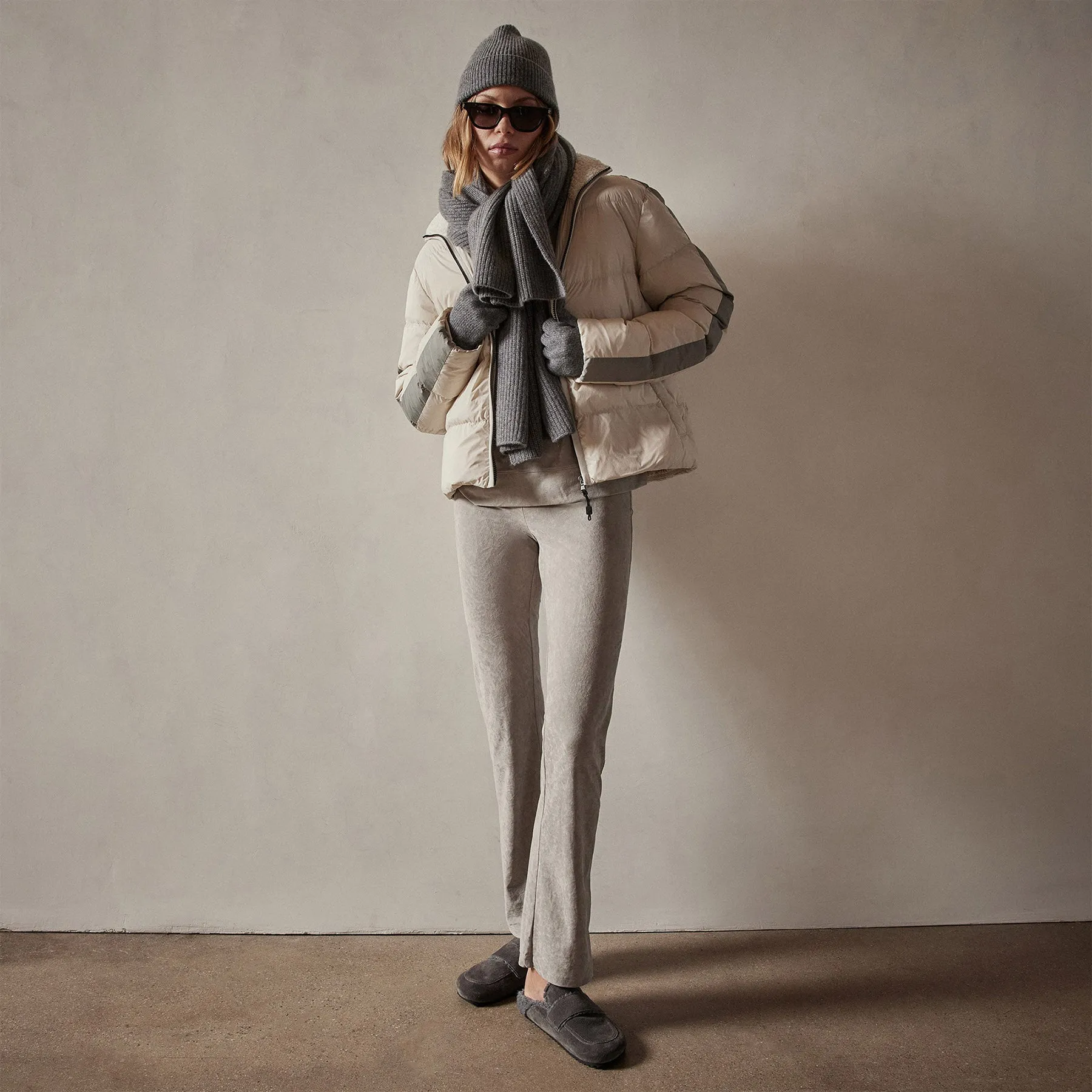 Side Stripe Puffer Jacket - Cloud/Silver