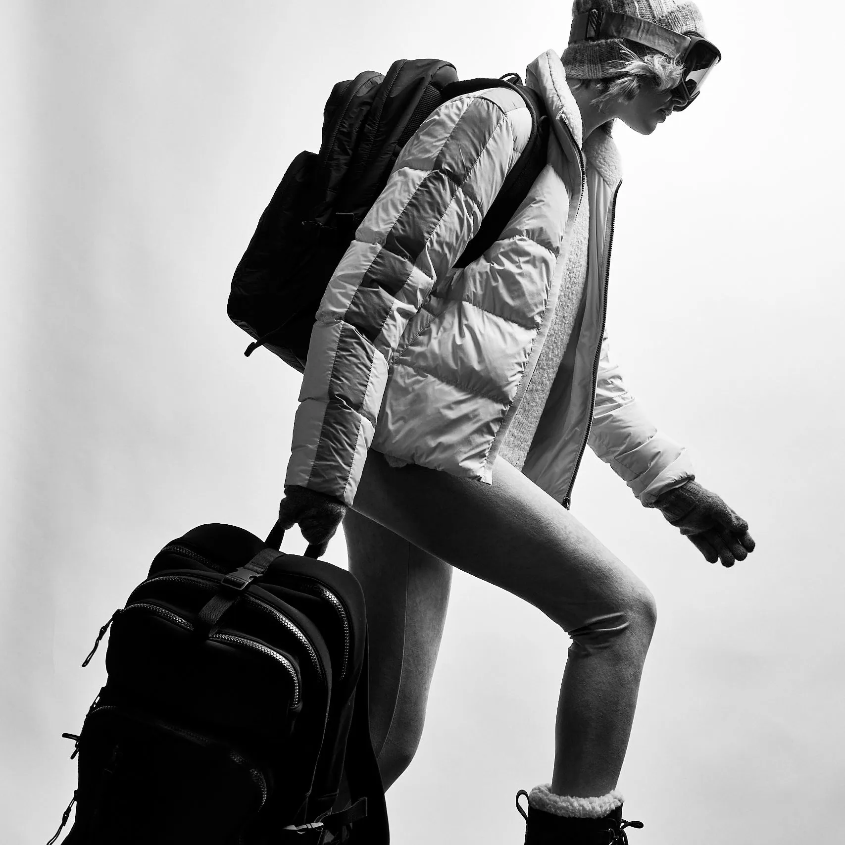 Side Stripe Puffer Jacket - Cloud/Silver