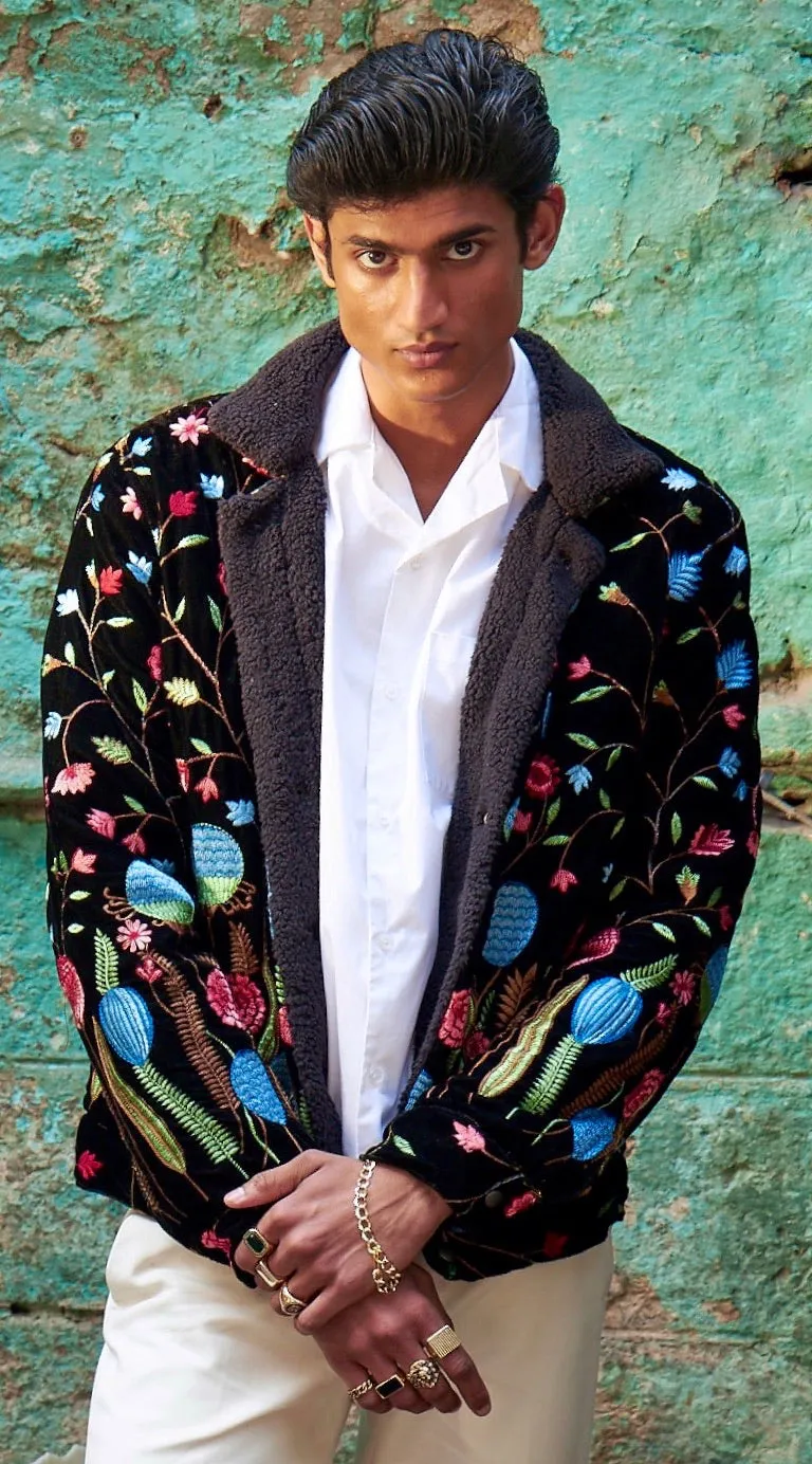 Spring Bloom vintage velvet jacket