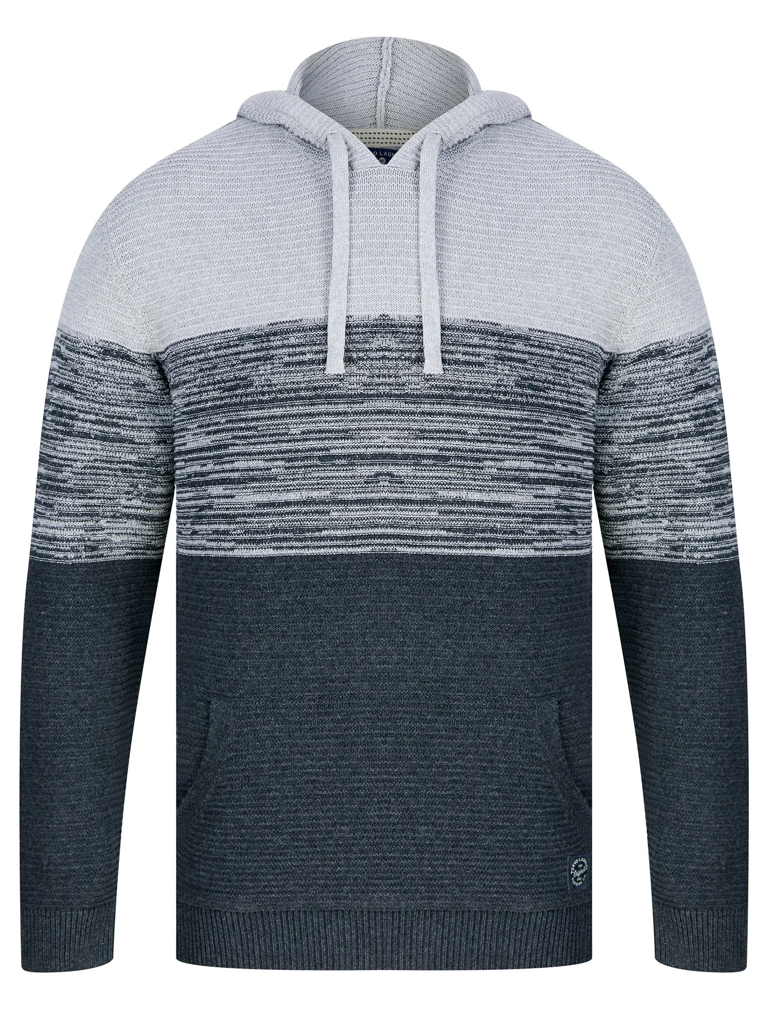 Tous Cotton Rich Textured Knit Pullover Hoodie in Dark Grey Marl - Tokyo Laundry