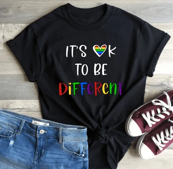 Unisex 'It is okay to be different' -  Inspirational T-shirt