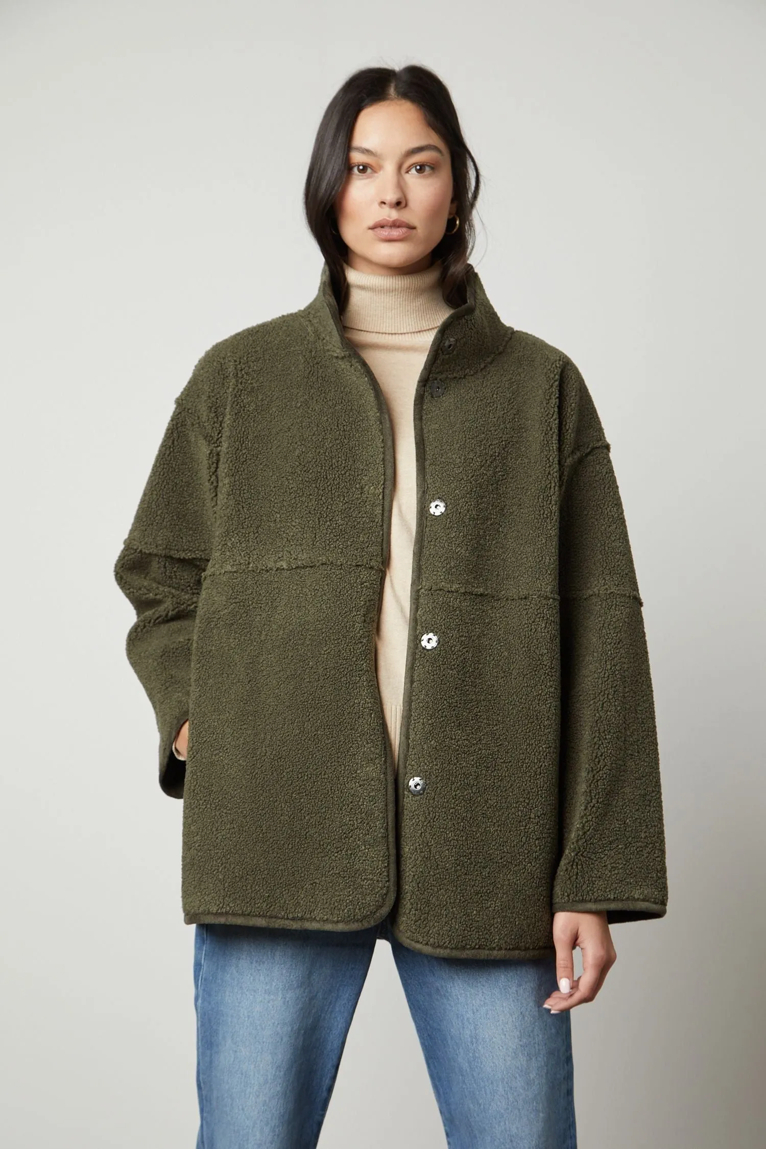 Velvet by Graham & Spencer Albany 03 Luxe Sherpa Reversible Jacket | Army