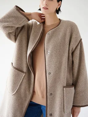Velvet Greenwich Coat in Taupe